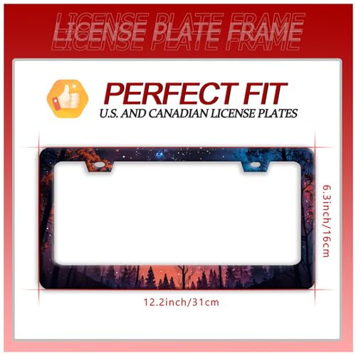 Night Starry Forest Stainless Steel License Plate Frame for US Cars Decor (Night Starry Forest)