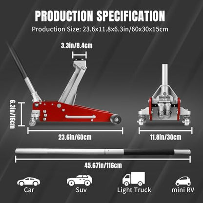 3 Ton Low Profile (3 Ton Aluminum / Red)