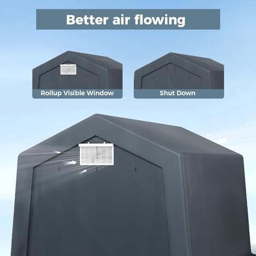 10x15 ft Storage Shelter Shed Portable Outdoor Carport Garage (10x15 Ft)