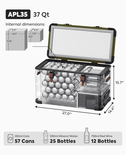 APL35 Dual Zone 12V Refrigerator (35 Liters / Olive Green)