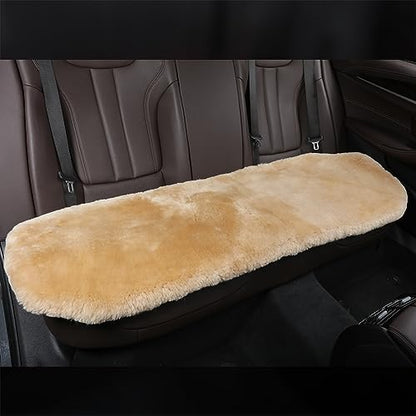 Genuine Sheepskin Car Rear Seat Rear Cover for Fuzzy Fur Wool Cushion (Honey Beige)