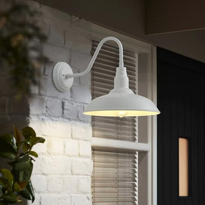 10 Inch Dome Outdoor Gooseneck Barn Lights for Porch (Matte White / 10" Dome)