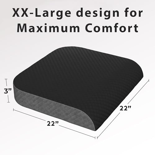 Extra Large Seat Cushion Stylish Plush Velvet Cover XL Memory Foam for Office Chair (XX-Large)