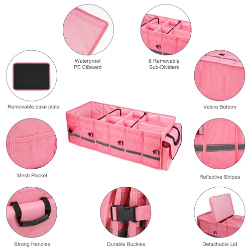 Car Trunk Organizer and Storage for Car (Pink / Large)
