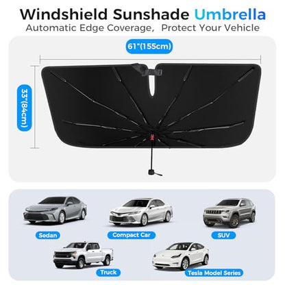 Windshield Sun Shade Umbrella for Car (Large (61" L x 33" W))