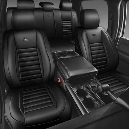 Nappa Leather Car Seat Covers Full Set (Black 5 Seats / Full Set)