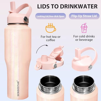 32oz Stainless Steel Water Bottle (Laser Pink / 32 Ounces)