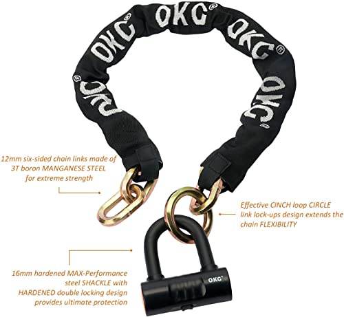 Ultra Security Motorcycle Chain Lock (5' x 1/2" Chain & Lock Kit)