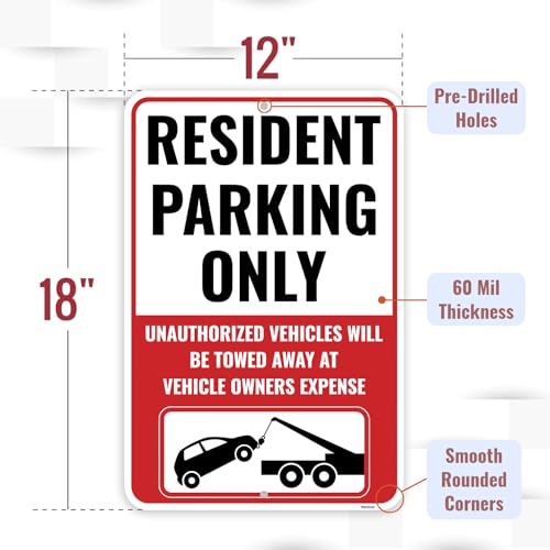 1PC Resident Parking Sign (18" x 12")