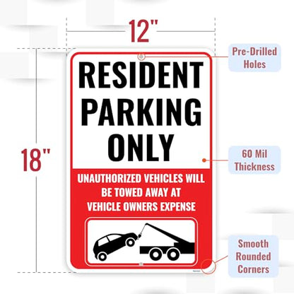 1PC Resident Parking Sign (18" x 12")