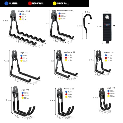 Heavy Duty Garage Hooks (Black / 46)