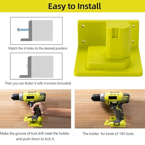 5 Pack Tool Holder Compatible with Ryobi 18V Wall Mount Plastic (5 Pack)