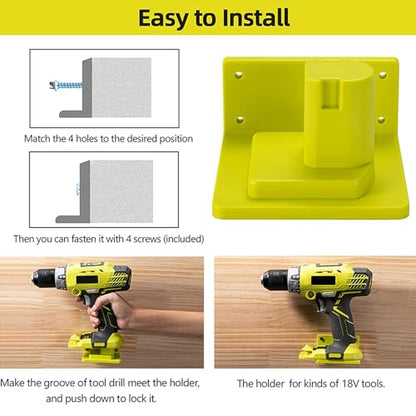 5 Pack Tool Holder Compatible with Ryobi 18V Wall Mount Plastic (5 Pack)