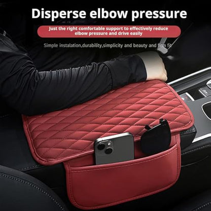 Car Armrest Cover Leather Car Console Covers Box Pad with Pocket and Tissue Box Arm Rest Cover for Car for SUV Truck Sedan Vehicle (thin-bark)