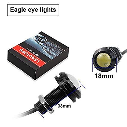 10Pcs 18mm 12V Red Eagle Eye LED Car Fog DRL Daytime Running Light Backup Reverse Tail Rock Lights Small bulb (Black case / Red light)