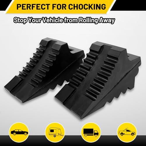 Solid Rubber Wheel Chocks Heavy Duty Trailer Chock (2 Pc Medium)