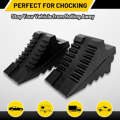 Solid Rubber Wheel Chocks Heavy Duty Trailer Chock (2 Pc Medium)