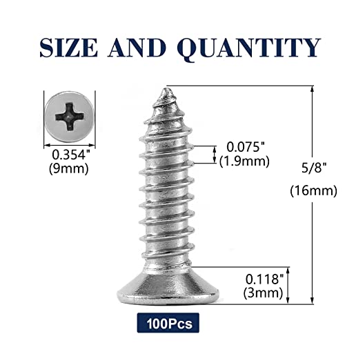 10 x 5 8" Wood Screw 100Pcs 18 (#10 x 5/8")