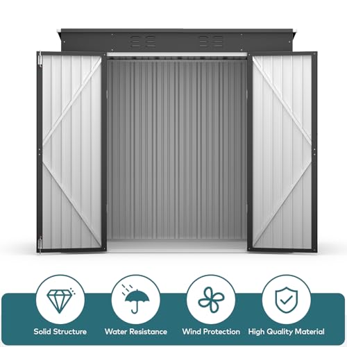 6x4 FT Outdoor Shed (Dark Gray / 6' x 4' FT/Sloped-roof)