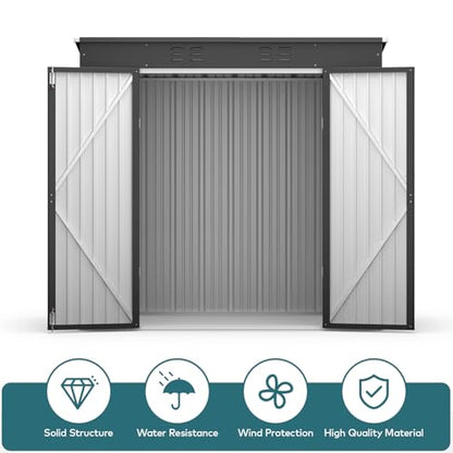 6x4 FT Outdoor Shed (Dark Gray / 6' x 4' FT/Sloped-roof)
