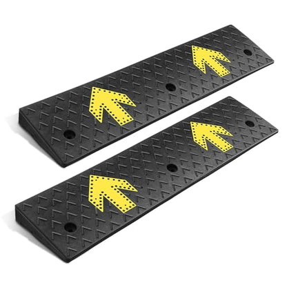 2pcs 3.1" Rise Rubber Arrow Curb Ramp Heavy Duty Loading Driveway Ramp Threshold Ramp 37.4" W x 9.1" D x 3.1" H for Loading Dock (3.1 in 2pcs w/Arrow)