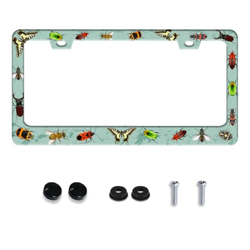 Butterfly Moth Beetle License Plate Frame Animal License Plate Holder (Butterfly Moth Beetle)