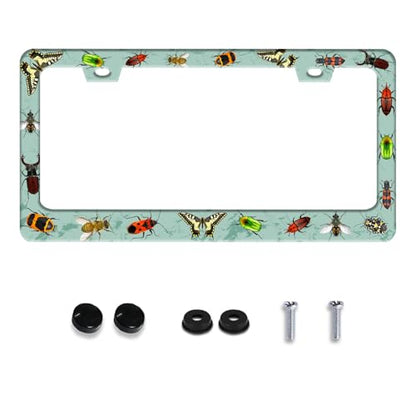 Butterfly Moth Beetle License Plate Frame Animal License Plate Holder (Butterfly Moth Beetle)