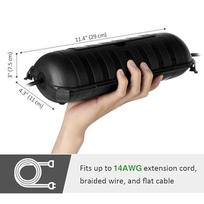 Outdoor Extension Cord Safety Cover (Black / Medium Box: 9.5" L x 3" W x 2.9" H)