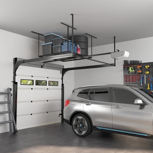4x4 Overhead Garage Ceiling Storage Rack Organization (Black / 4x4 ft)