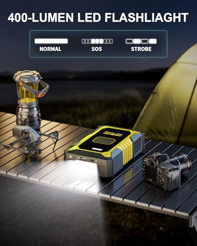 A3 12V 3000A Portable Jump Starter with Air Compressor (Yellow)