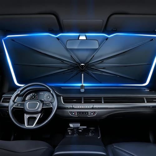 Foldable Car Windshield Sun Shade with Mirror Cutout