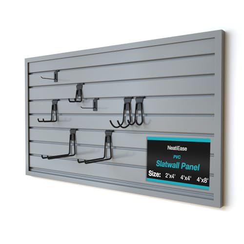 2 x 4ft Slatwall Panel Wall Storage Systems (2x4ft / Grey)