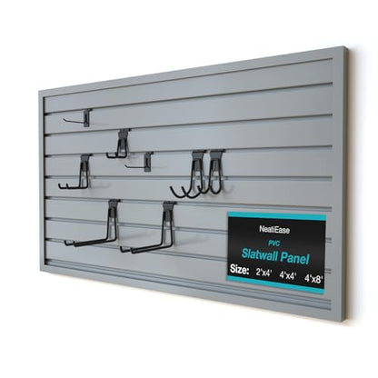 2 x 4ft Slatwall Panel Wall Storage Systems (2x4ft / Grey)