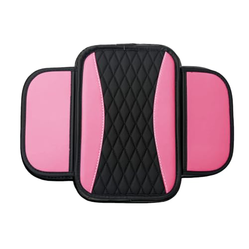 Leather Car Center Console Cover with Side Pockets (Pink)