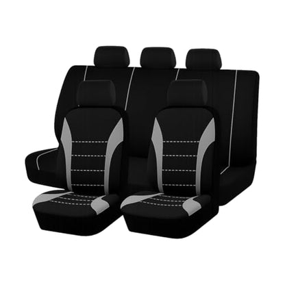 Polyester Full Car Seat Cover Set with Sponge Padding (Gray/Black)