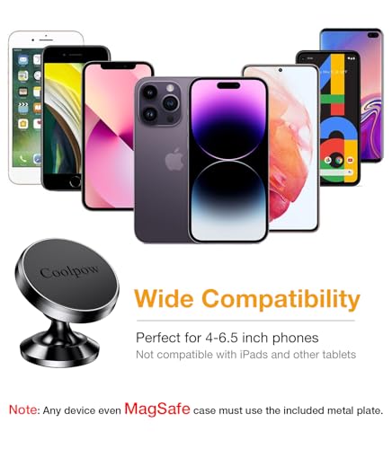 2 Pack】Magnetic Phone Holder for Car Dash Strong Magnetic Car Phone Mount (Black)