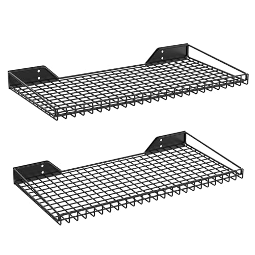 2 Pack Wall Mounted Storage Shelves (Black / 12*23.5")