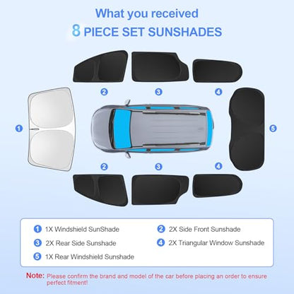 8pcs Car Window Shades for Chrysler Pacifica 2017 (for 2017-2025 Chrysler Pacifica)
