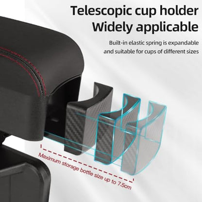 Car Armrest Box with Cup Holder Car Central Liftable Armres Storage Organizer Box Arm Rest (Black)