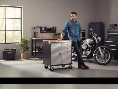 Heavy Duty Rolling Storage Cabinet with Wheels and Drawers (1 Door, 4 Drawer (28" W x 25" D x 34.5" H) / Graphite)