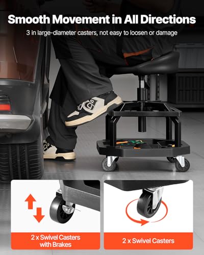 Industrial Black Pneumatic Garage Seat (Black)