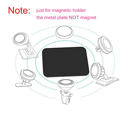 Replacement Metal Plates Set for Magnetic Car Phone Holders (Round / 4 Pack)