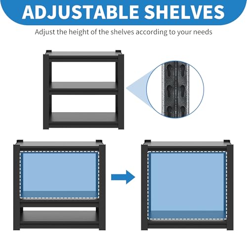 3 Tier Metal Shelving Unit (Black / T3-YH01-01(17.99''D*33.98''W*31.5''H))
