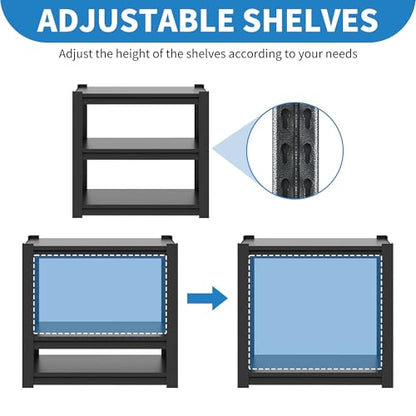 3 Tier Metal Shelving Unit (Black / T3-YH01-01(17.99''D*33.98''W*31.5''H))