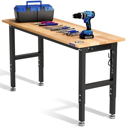 60" Adjustable Garage Workbench (60"x24" with Leveling Foot)