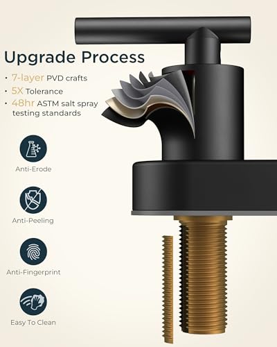 4 Inch Centerset Bathroom Faucet Black 2 Hole (Matte Black)