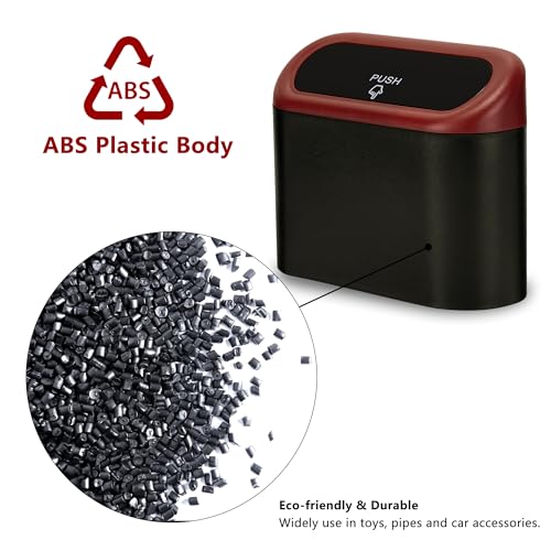 Mini Car Trash Can with Lid (Black/Red)