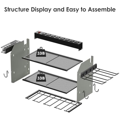 Modular Power Tool Organizer Wall Mount Charging Station (Grey / 10FT Cord)