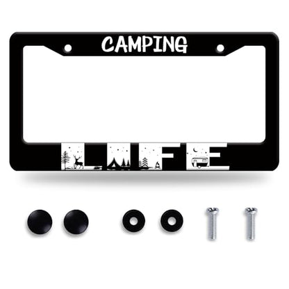 Camping Life Forest Stainless Steel License Plate Frame for US Cars Decor (Camping life)