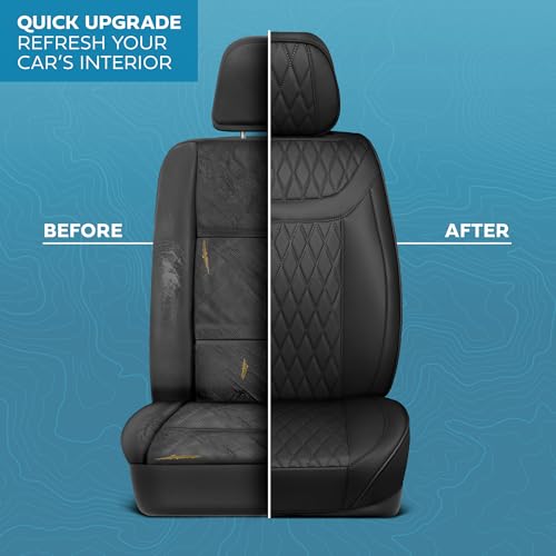 Curated Blackstone Napa Leather Seat Covers for Cars & SUVs (Black (Blackstone) / Front Seats)